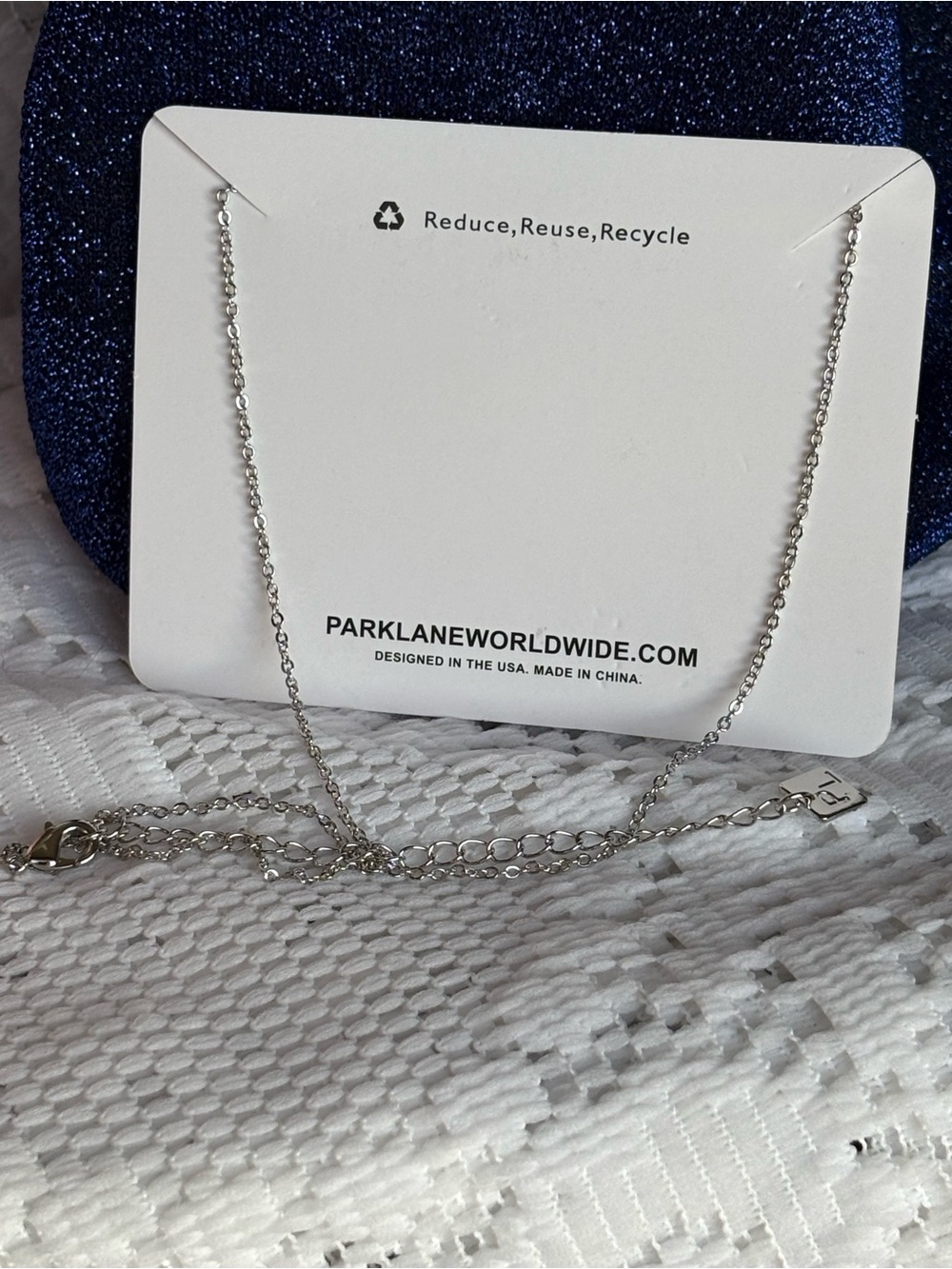 Park Lane Impression Silver Necklace with Deep Blue Crystal Pendant - Picture 7 of 10